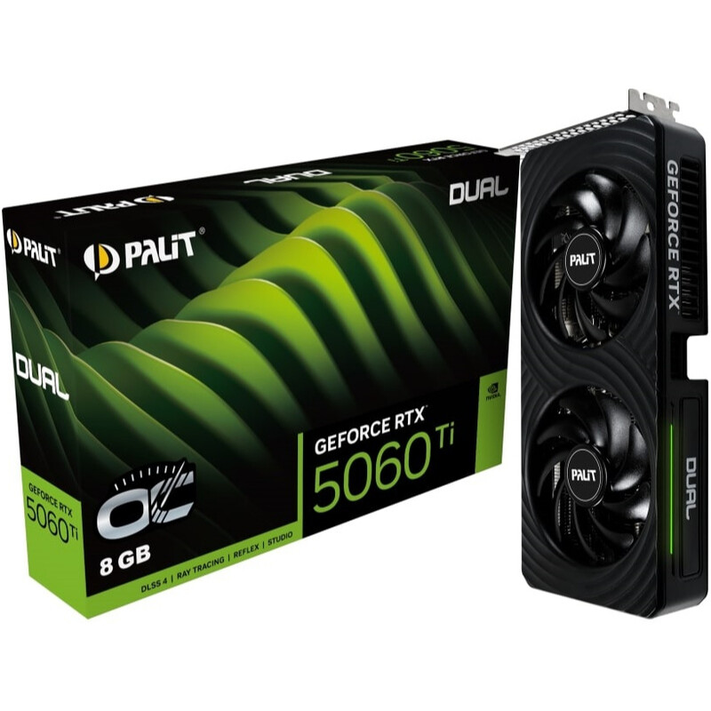 Відеокарта GF RTX 5060 Ti  8GB GDDR7 Dual OC Palit (NE7506TT19P1-GB2062D)