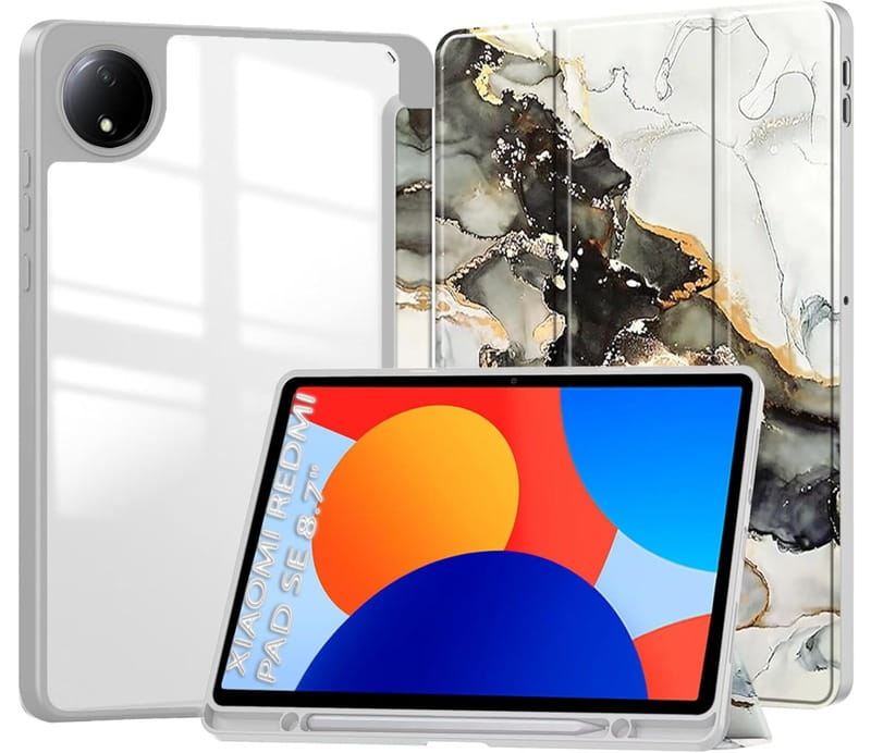 Чехол-книжка BeCover Soft Edge TPU для Xiaomi Redmi Pad SE 8.7 Gray Marble (712575)