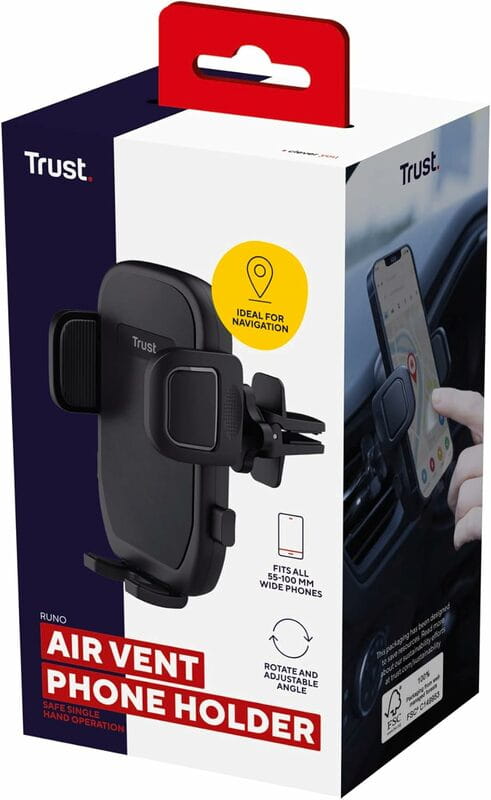 Держатель автомобильный Trust Runo Airvent 4-7" Black (24983)