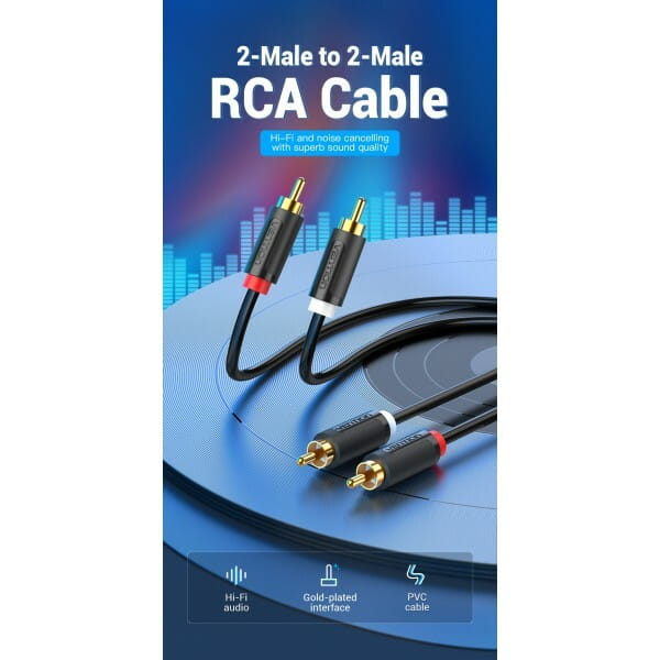 Кабель Vention 2хRCA - 2хRCA (M/M), 1.5 м, Black (BCMBG)