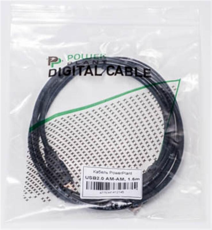Кабель PowerPlant (KD00AS1214) USB2.0(AM)-USB2.0(AM), 1.5м, Black