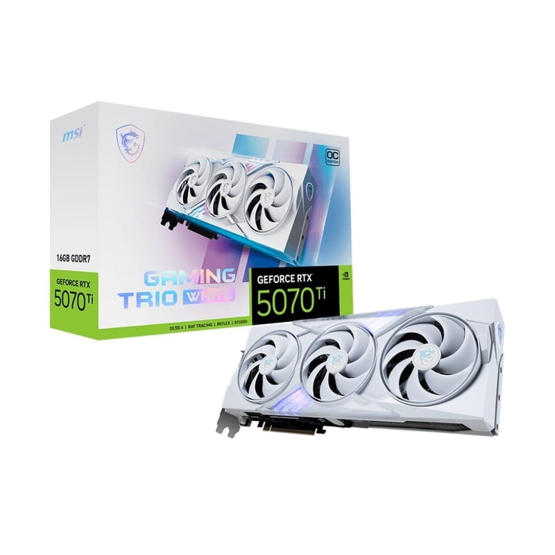 Відеокарта GF RTX 5070 Ti 16GB GDDR7 Gaming Trio OC White MSI (GeForce RTX 5070 Ti 16G GAMING TRIO OC WHITE)