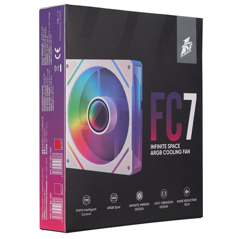 Вентилятор 1stPlayer FC7 White (FC7-WH-1IN1)