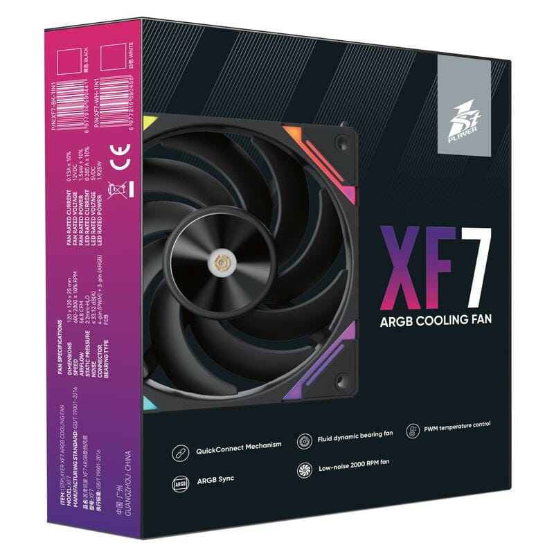 Вентилятор 1stPlayer XF7 Black (XF7-BK-1IN1)