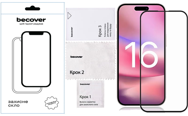 Защитное стекло BeCover для Apple iPhone 16 Black (712122)