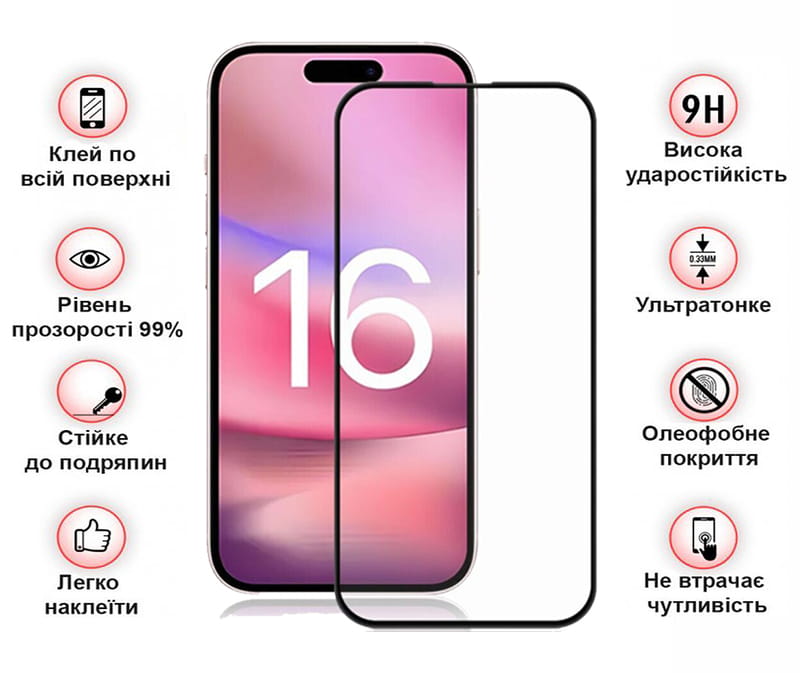 Защитное стекло BeCover для Apple iPhone 16 Black (712122)