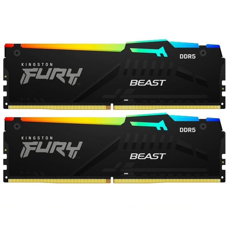 Модуль пам`яті DDR5 2x32GB/5600 Kingston Fury Beast RGB Black (KF556C36BBE2AK2-64)