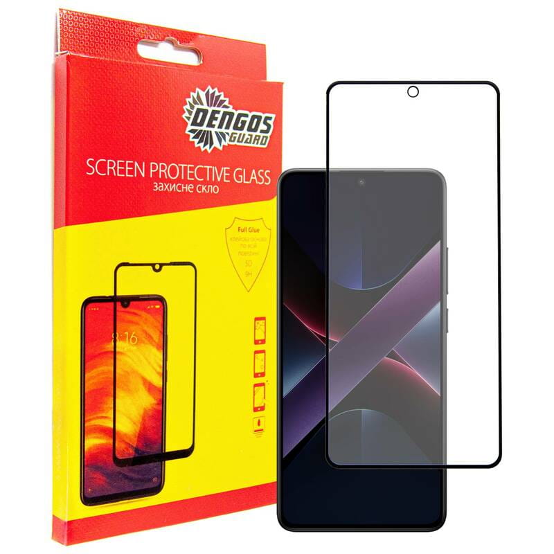 Защитное стекло Dengos для Poco X7 Pro Black Full Glue (TGFG-393)
