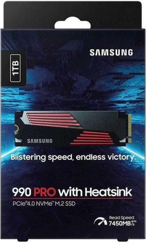 Накопитель SSD 1ТB Samsung 990 Pro with Heatsink M.2 2280 PCIe 4.0 x4 NVMe V-NAND MLC (MZ-V9P1T0GW)