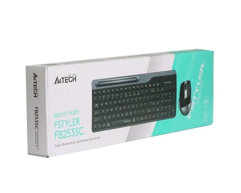 Комплект (клавіатура, миша) бездротовий A4Tech FB2535C Smoky Grey