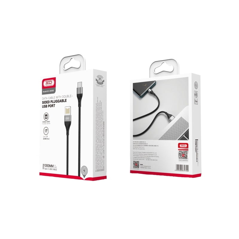 Кабель XO NB188 USB - USB Type-C, (M/M), 2.4A 1 м Gray (6920680879700)