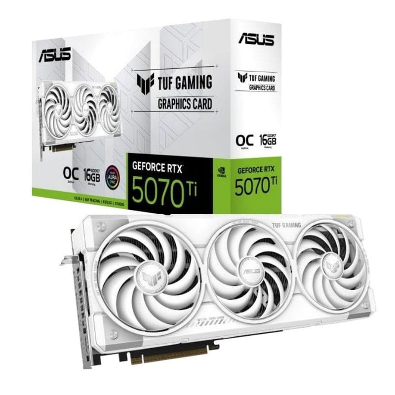 Відеокарта GF RTX 5070 Ti 16GB GDDR7 TUF Gaming OC White Asus (TUF-RTX5070TI-O16G-WHITE-GAMING)