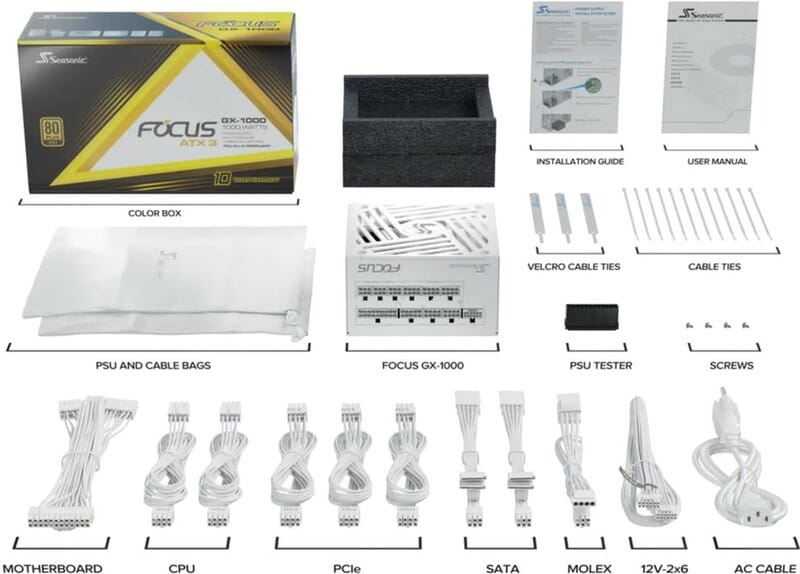 Блок питания Seasonic Focus GX-1000 ATX 3.1 White 1000W