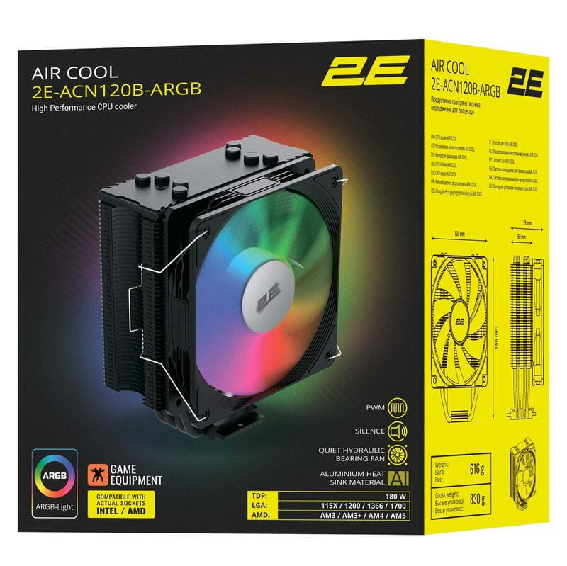 Кулер процесорний 2E Gaming Air Cool (2E-ACN120B-ARGB)