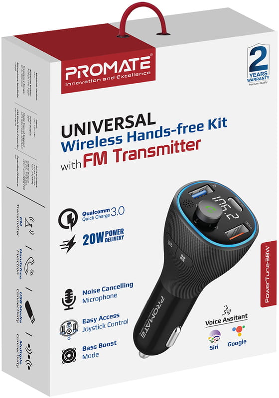 FM-трансмиттер Promate PowerTune-38w Black