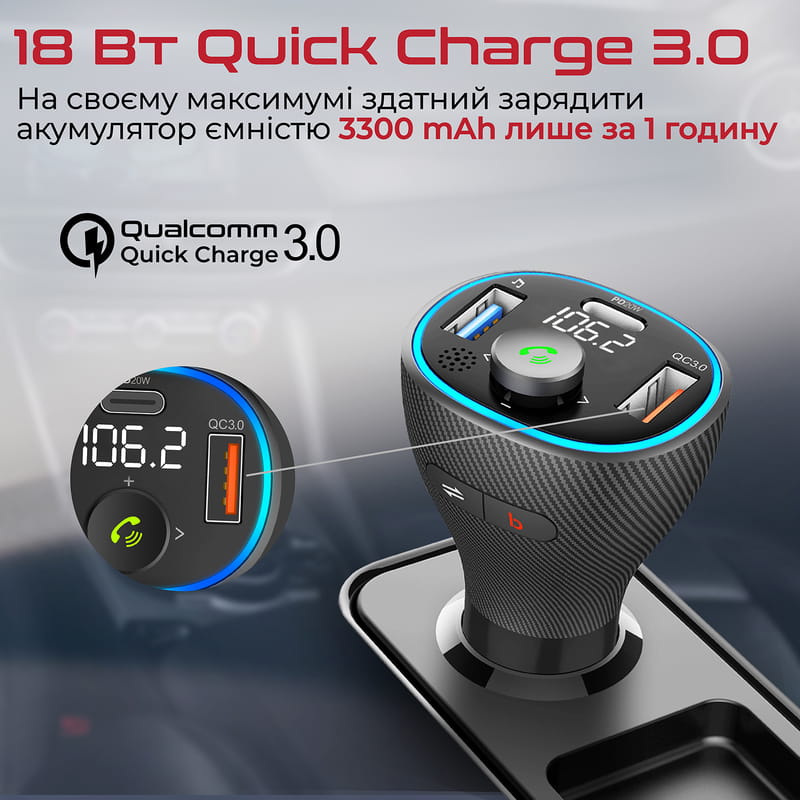 FM-трансмиттер Promate PowerTune-38w Black