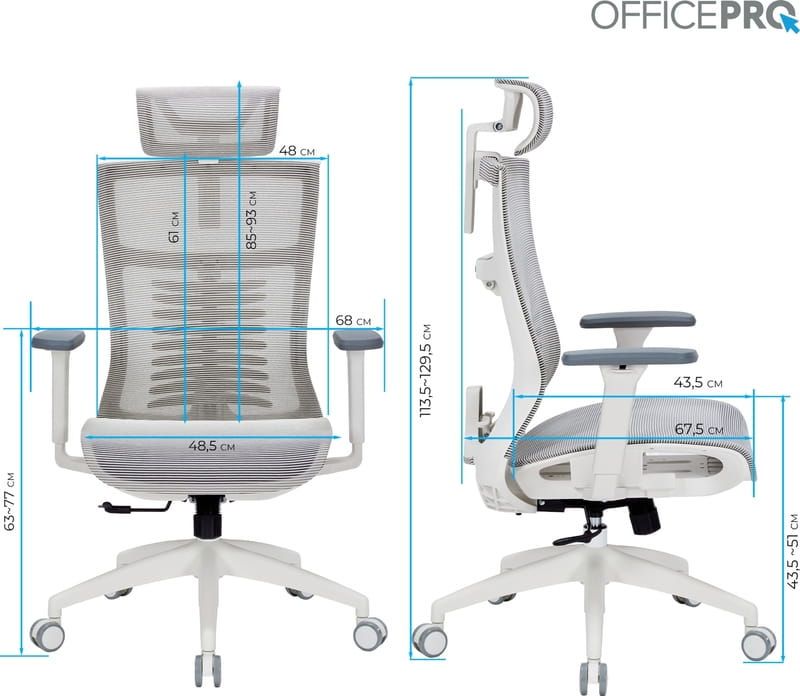 Кресло офисное Officepro Balance OC620-W-LG-LG White/Dark Gray