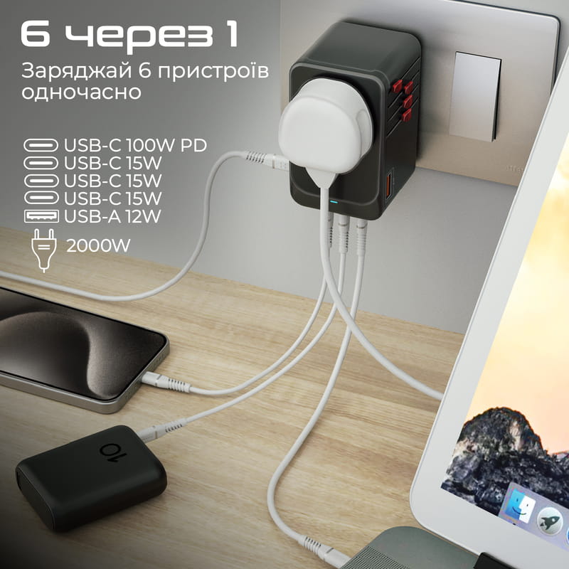 Зарядное устройство Promate TripMate-GaN100 100W Black