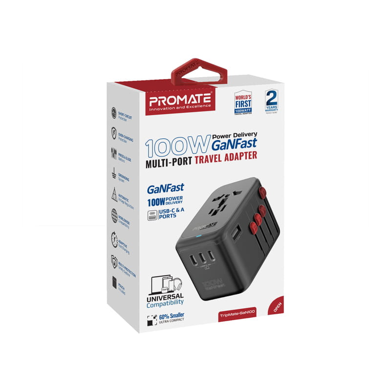 Зарядное устройство Promate TripMate-GaN100 100W Black