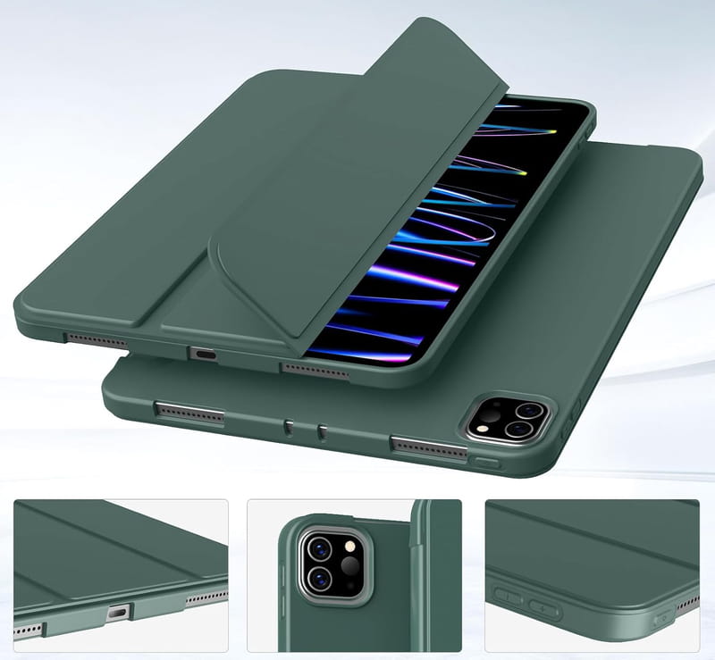 Чохол-книжка BeCover Tri Fold Soft TPU Silicone для Apple iPad Pro 11" M4 2024 Dark Green (711746)