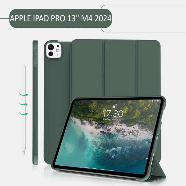 Чохол-книжка BeCover Tri Fold Soft TPU Silicone для Apple iPad Pro Pro 13" M4 2024 Dark Green (711752)