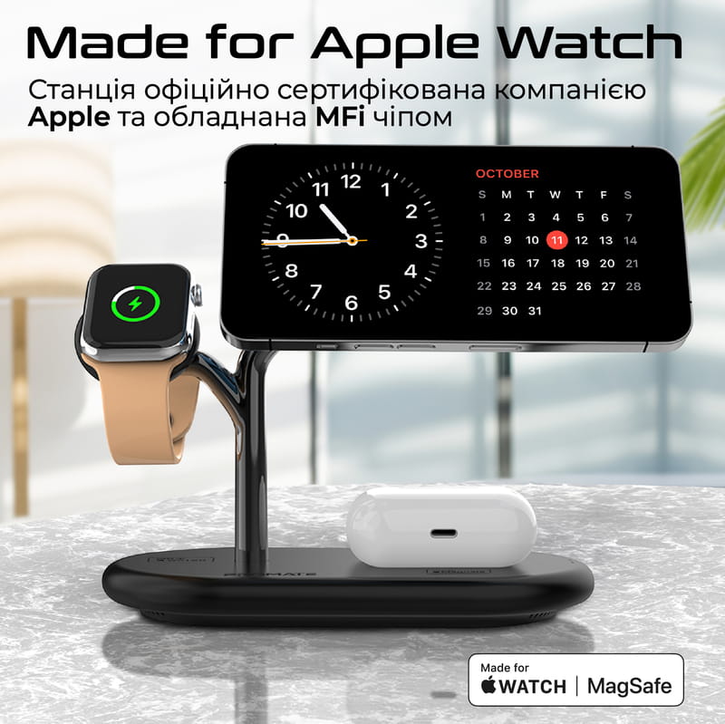 Беспроводное зарядное устройство Promate Synergy-Pro MagSafe 57W Black