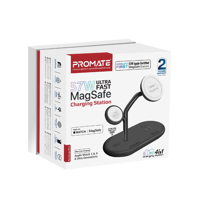 Беспроводное зарядное устройство Promate Synergy-Pro MagSafe 57W Black
