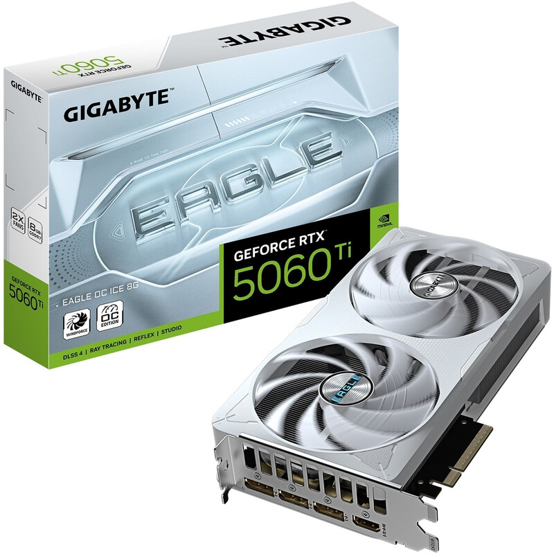 Відеокарта GF RTX 5060 Ti  8GB GDDR7 Eagle OC Ice Gigabyte (GV-N506TEAGLEOC ICE-8GD)