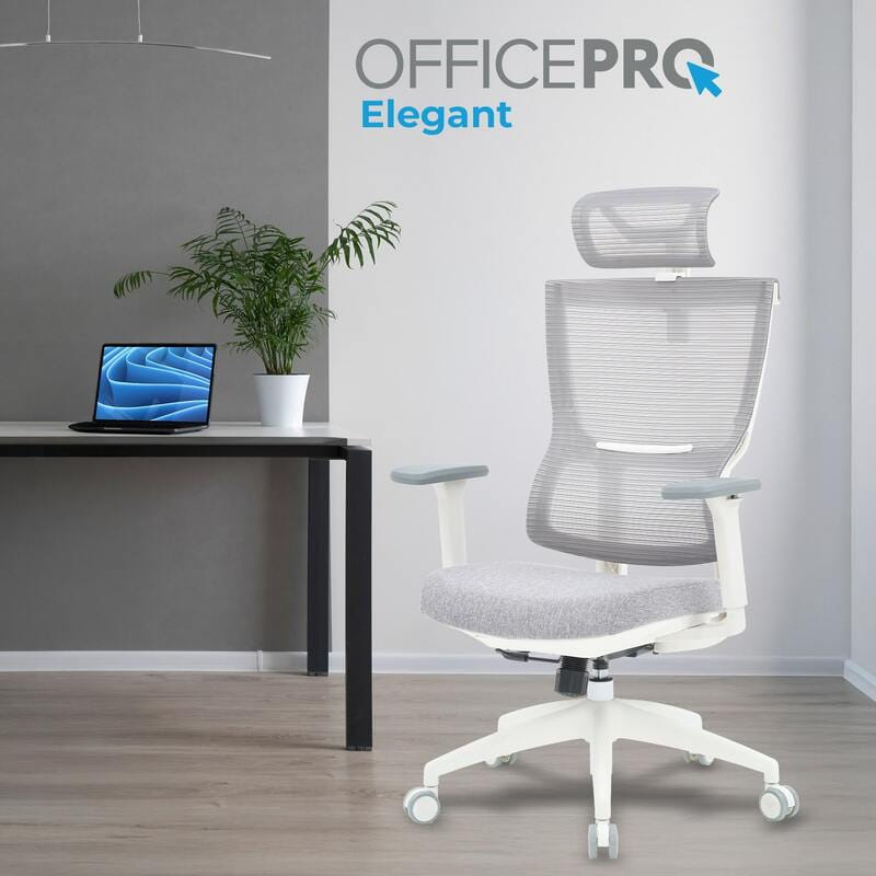 Крісло офісне OfficePro Elegant OC600-W-LG-LG White/Light Gray