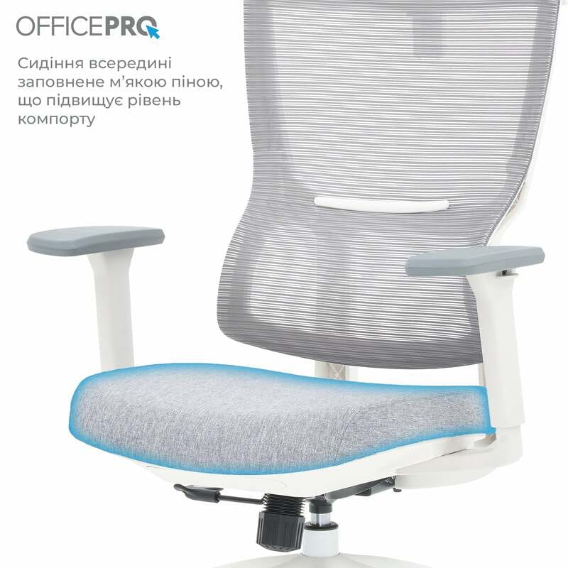 Крісло офісне OfficePro Elegant OC600-W-LG-LG White/Light Gray