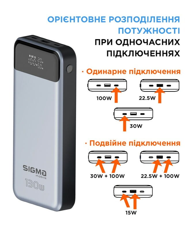 Універсальна мобільна батарея Sigma mobile X-Power SI30A7QLX 30000mAh Silver (4827798479117)
