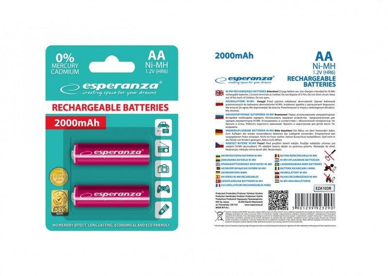Акумулятор Esperanza Ni-MH AA/HR06 2000 mAh BL 2шт Red
