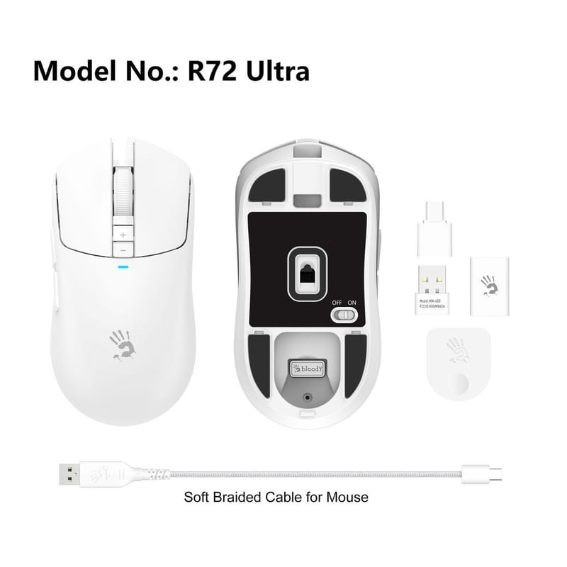 Миша бездротова Bloody R72 Ultra White