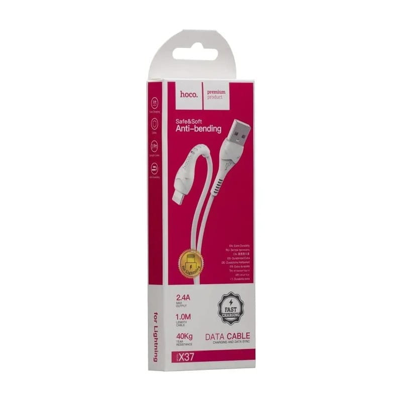 Кабель Hoco X37 Cool Power Charging USB - Lightning, 1 м, White (6931474710499)
