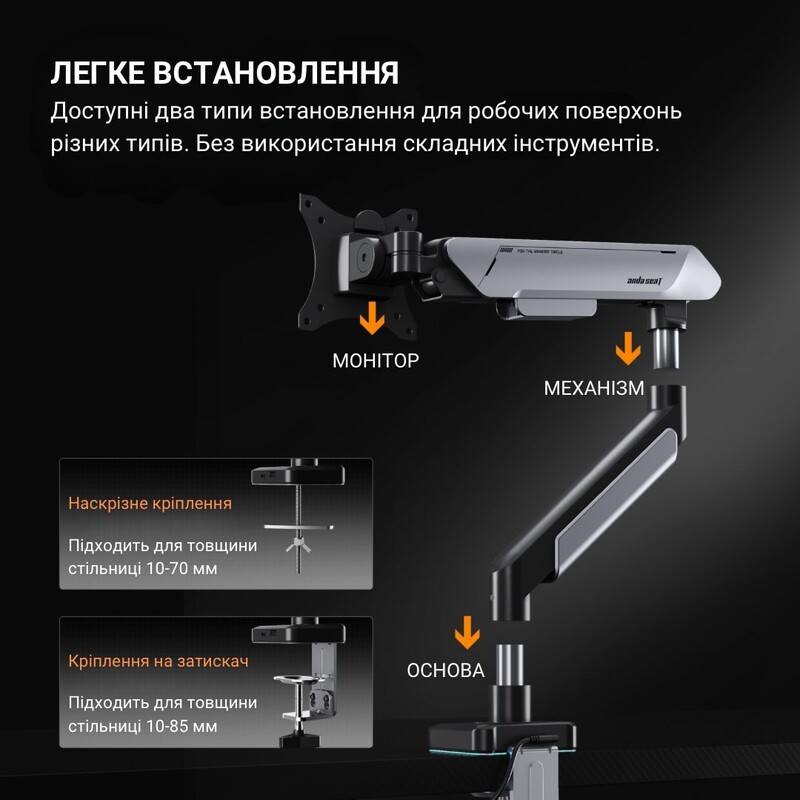 Кронштейн Anda Seat Stealth Pro II RGB 17"-42" Titanium (AD-W-A9X-1S-BT) (VESA100х100)
