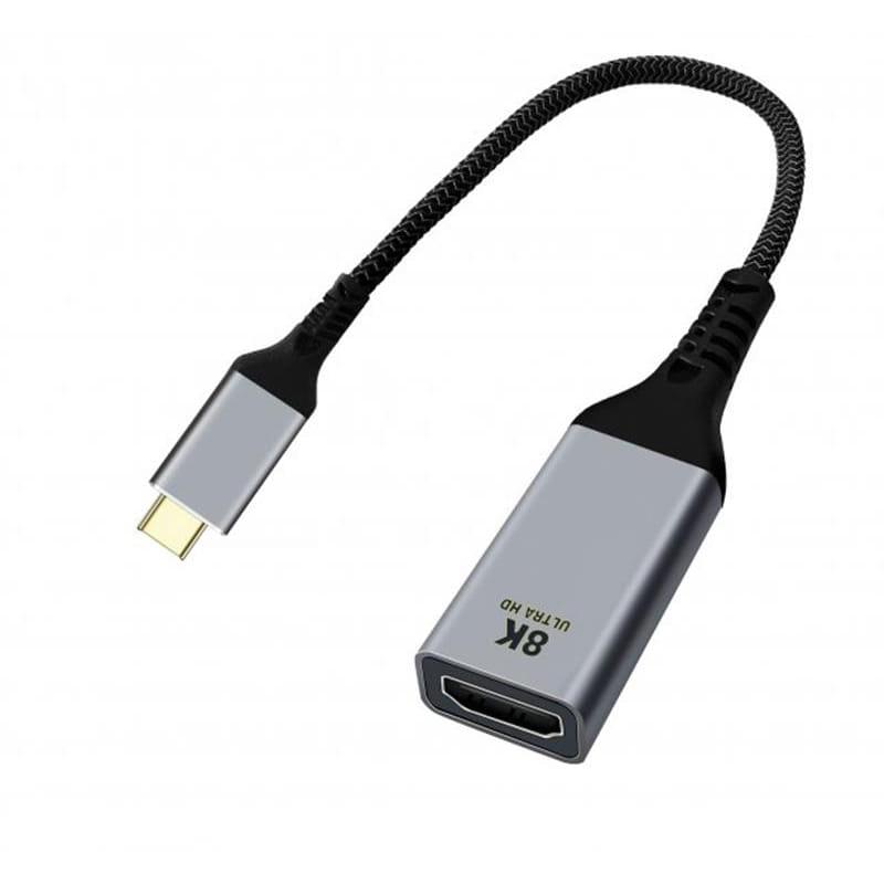 Переходник Cablexpert USB Type-C - HDMI (M/F), 0.15 м, черный/серебристый (A-CM-HDMIF8K)