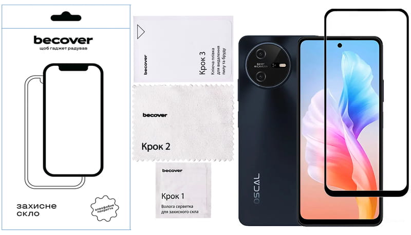 Защитное стекло BeCover для Oscal Tiger 12 Black (711579)