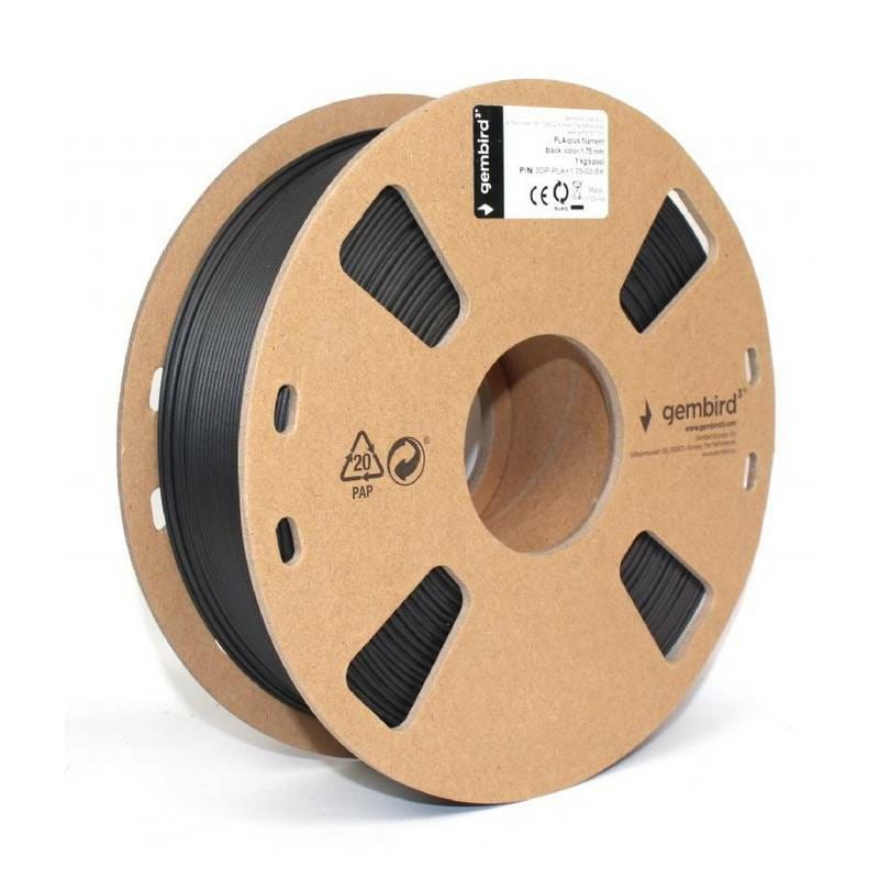Филамент пластик Gembird для 3D-принтера 3DP-PLA 1.75 мм 1 кг, чёрный (3DP-PLA+1.75-02-BK)