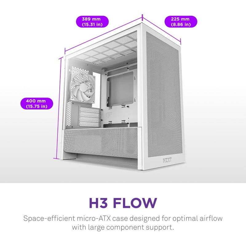 Корпус NZXT H3 Flow White без БП (CC-H31FW-01)