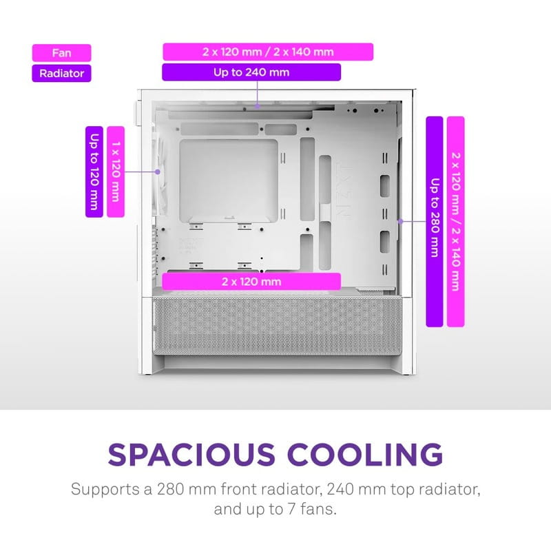 Корпус NZXT H3 Flow White без БП (CC-H31FW-01)