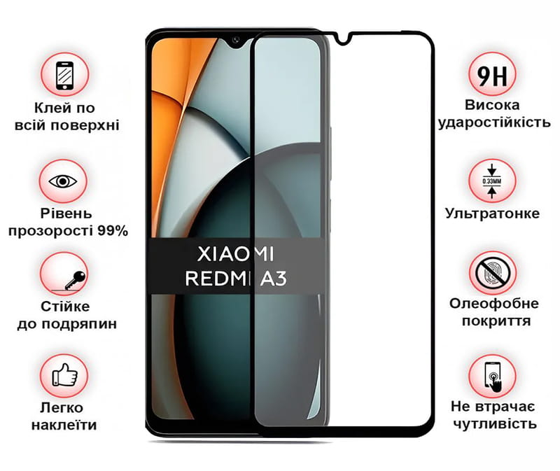 Защитное стекло BeCover для Xiaomi Redmi A3 4G Black (711227)
