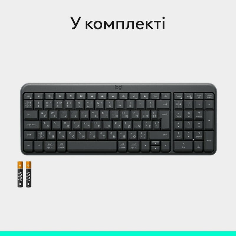 Клавiатура бездротова Logitech K250 Graphite (920-013822)