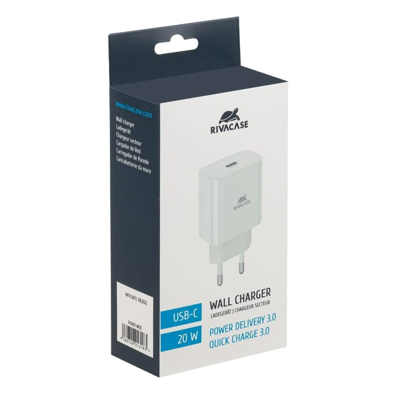 Зарядний пристрій Rivacase PS4101 W00 (USB-Cх3A) 20W White
