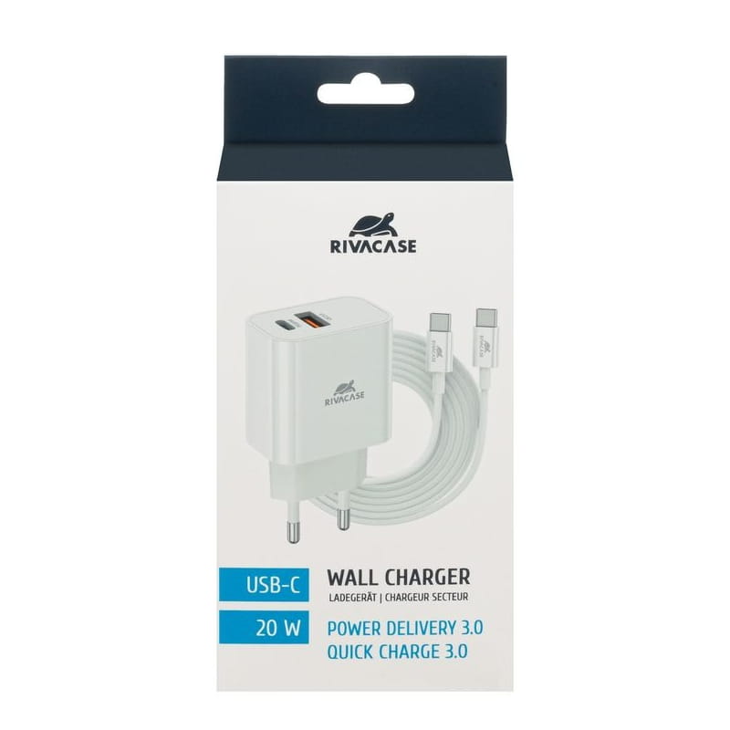 Зарядний пристрій Rivacase PS4102 WD4 (USBх3A, USB-Cх3A) 20W White + кабель USB Type-C