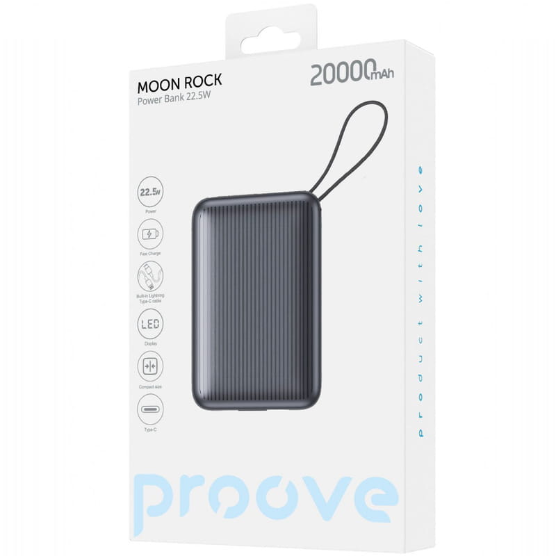 Универсальная мобильная батарея Proove Moon Rock 22.5W 20000mAh Gray (PBM222012105)