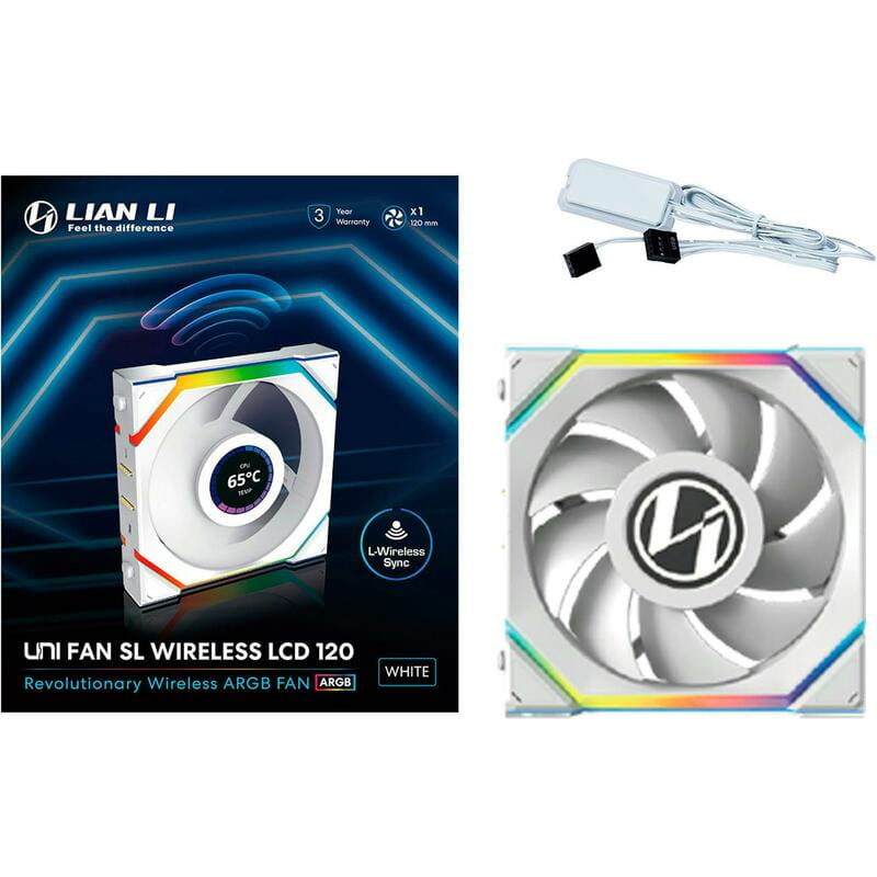 Вентилятор Lian Li Uni Fan SL Wireless LCD Reverse 120-1 White (G99.12RSLLCD1W1W.00)