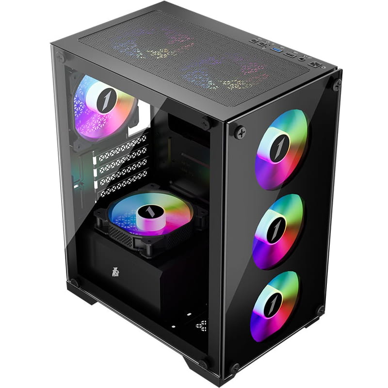 Корпус 1stPlayer X2-M-BK-4F1-PS-600FK-EU Black 600W