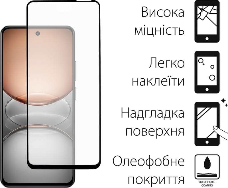 Захисне скло Dengos для Realme C75 Black Full Glue (TGFG-401)