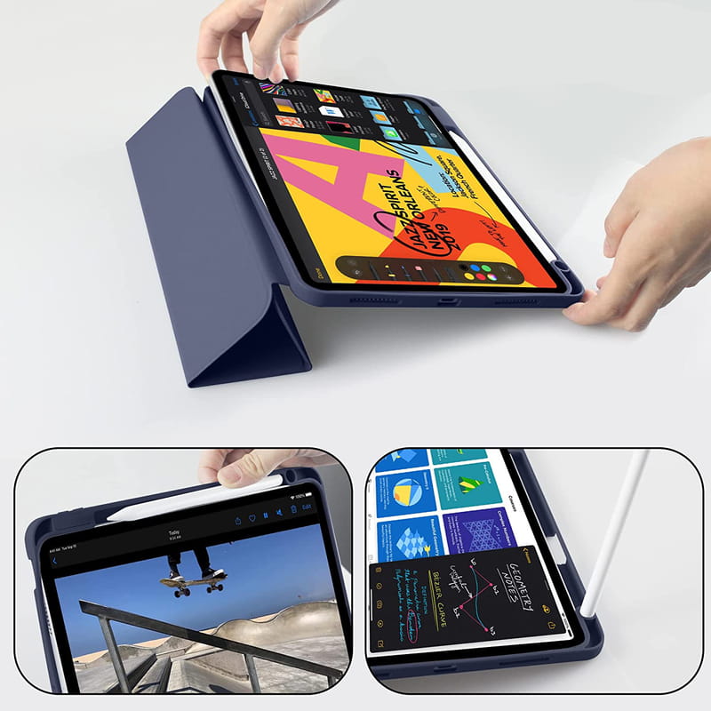 Чохол BeCover Tri Fold Soft TPU з кріпленням Apple Pencil для Apple iPad Air 11" M2 2024 Deep Blue (711401)