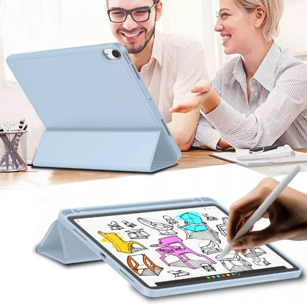 Чохол BeCover Tri Fold Soft TPU з кріпленням Apple Pencil для Apple iPad Air 11" M2 2024 Light Blue (711403)